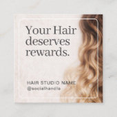 Carte De Visite Carré Code Qr Studio de Coiffure Récompenses Luxe Vagues (Devant)
