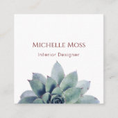 Carte De Visite Carré Code QR Succulent moderne Botanical Cactus (Devant)