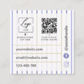 Carte De Visite Carré Code Qr Tech Cils Rayures Florales (Dos)
