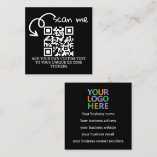 Carte De Visite Carré Code QR unique site Web numérisable personnalisé