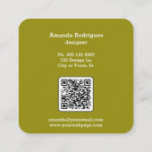 Carte De Visite Carré Code QR Vérifications Vertes Roses Modernes (Dos)