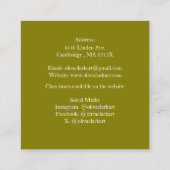 Carte De Visite Carré Code QR Vert Olive Artiste Enseignant Professeur d (Dos)
