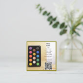 Carte De Visite Carré Code QR Vert Olive Artiste Enseignant Professeur d (Debout devant)