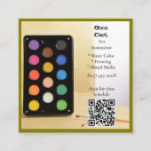Carte De Visite Carré Code QR Vert Olive Artiste Enseignant Professeur d (Devant)
