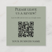 Carte De Visite Carré Code QR Vert Sauge Moderne Avis Google (Devant)