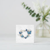 Carte De Visite Carré Coeur bijoux avec papillons Morpho (Debout devant)