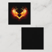 Carte De Visite Carré Coeur de feu ange avec ailes (Devant / Derrière)