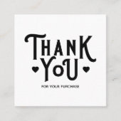 Carte De Visite Carré Coeur de petite entreprise simple Merci (Devant)