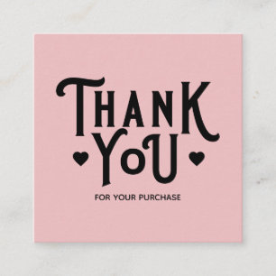 Carte De Visite Carré Coeur de petite entreprise simple Merci   Rose Dus