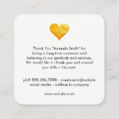 Carte De Visite Carré Coeur et flèche or / Merci (Dos)