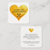 Carte De Visite Carré Coeur et flèche or / Merci (Devant / Derrière)