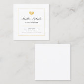 Carte De Visite Carré Coeur or simple avec élégant script noir (Devant / Derrière)