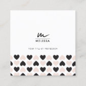 Carte De Visite Carré Coeurs d'amour noir rose vif moderne QR Code (Devant)