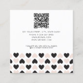 Carte De Visite Carré Coeurs d'amour noir rose vif moderne QR Code (Dos)