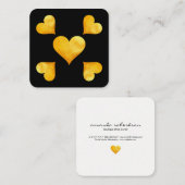 Carte De Visite Carré Coeurs d'or cutesy (Devant / Derrière)