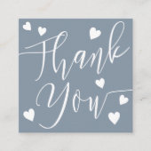 Carte De Visite Carré Coeurs modernes merci script commander bleu poussi (Devant)