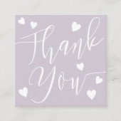 Carte De Visite Carré Coeurs modernes merci script commander lavande (Devant)