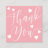 Carte De Visite Carré Coeurs modernes merci script commander rose (Devant)
