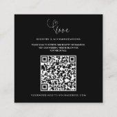 Carte De Visite Carré Coeurs modernes Noir Blanc Minimal Détails Mariage (Dos)