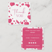 Carte De Visite Carré Coeurs romantiques dynamiques Valentines Merci de  (Devant / Derrière)