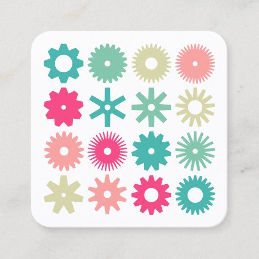 Carte De Visite Carré Cogs - Couleurs sur blanc (Devant)