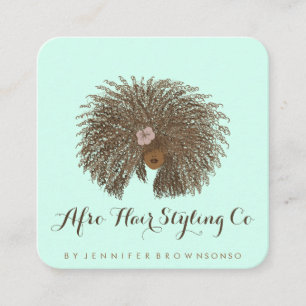 Carte De Visite Carré Coiffeur Afro Vert