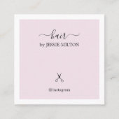 Carte De Visite Carré Coiffeur blanc Rose élégant moderne (Devant)