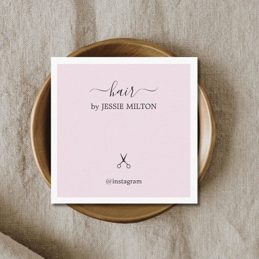Carte De Visite Carré Coiffeur blanc Rose élégant moderne