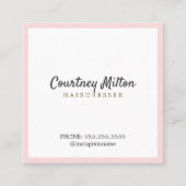 Carte De Visite Carré Coiffeur blanc Rose simple et élégant (Devant)