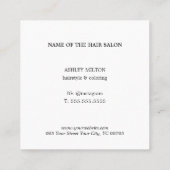 Carte De Visite Carré Coiffeur bleu blanc élégant (Dos)