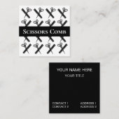 Carte De Visite Carré Coiffeur ciseaux peigne coiffeur salon coiffeur (Devant / Derrière)