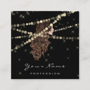 Carte De Visite Carré Coiffeur de maquillage Lashes Carré de sirène Noir