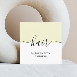 Carte De Visite Carré Coiffeur Élégant Jaune Blanc
