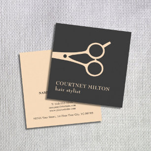 Carte De Visite Carré Coiffeur en pastel noir simple minimal de ciseaux
