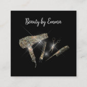 Carte De Visite Carré Coiffeur Glitzy Classy Rendez-vous Voiture d'affai (Devant)