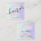 Carte De Visite Carré Coiffeur holographique élégant et moderne (Devant / Derrière)