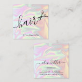 Carte De Visite Carré Coiffeur holographique élégant et moderne (Devant / Derrière)