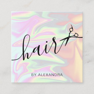 Carte De Visite Carré Coiffeur holographique élégant et moderne
