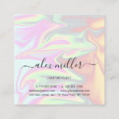 Carte De Visite Carré Coiffeur holographique élégant et moderne (Dos)