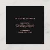 Carte De Visite Carré coiffeur logo or rose sur noir (Dos)