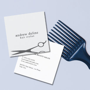 Carte De Visite Carré Coiffeur minimal moderne de blanc gris