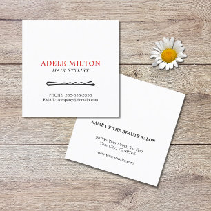 Carte De Visite Carré Coiffeur minimaliste noir blanc rouge