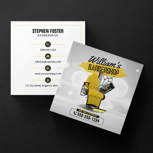 Carte De Visite Carré Coiffeur Moderne de Salon de Coiffure pour Hommes 