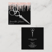 Carte De Visite Carré Coiffeur moderne Silver drilist coiffeur (Devant / Derrière)