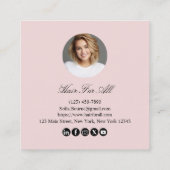 Carte De Visite Carré Coiffeur professionnel Photo moderne rose pâle (Dos)