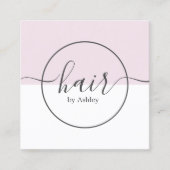 Carte De Visite Carré Coiffeur Rose blanc moderne (Devant)