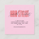 Carte De Visite Carré Coiffeur script typographie moderne rose rouge (Dos)