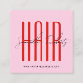 Carte De Visite Carré Coiffeur script typographie moderne rose rouge (Devant)