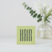 Carte De Visite Carré Coiffeur typographie moderne script vert (Debout devant)