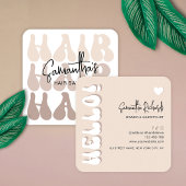 Carte De Visite Carré Coiffeuse Beige Retro tendance Salon Chic Moderne